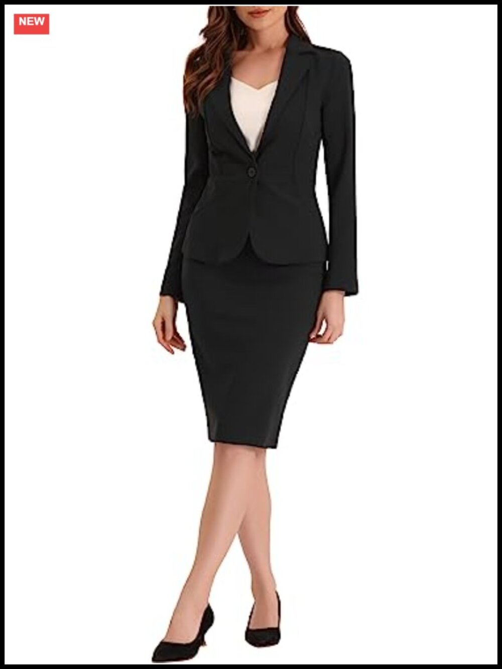 Women's 2 Piece Skirt Suit Set Business Casual Blazer Pencil Skirt
